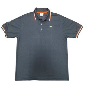 Lacoste Black With Orange/White Accent Collar Polo Shirt 2XL Embroidered Logo